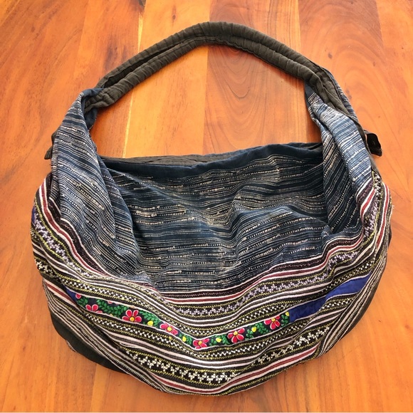 Vintage Multicolored Boho Hippie Festival Baggy Slouchy Roomy Shoulder Bag - Picture 2 of 13